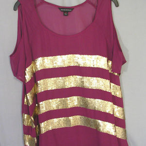 NWT ROCK & REPUBLIC Sequin Striped Cold Shoulder